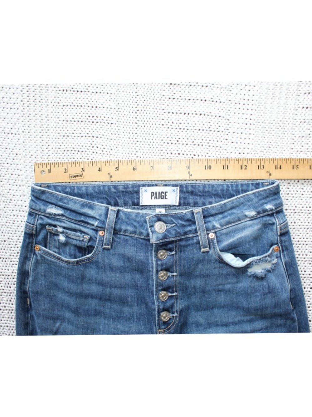 Paige Leenah Wide Leg Jeans W26/ L35 button fly Denim High Rise Bootcut Casual - Picture 3 of 9
